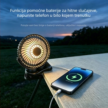 USB klips stolni ventilator s magnetskom noćnom lampom, kompaktni 4-u-1