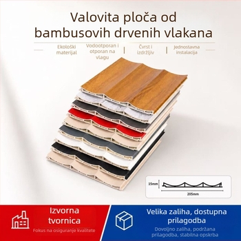 Panel od vlakana bambusa s valovitim dizajnom i unutarnjim zakrivljenim lukom, WPC dekorativni panel za zidove i stropove