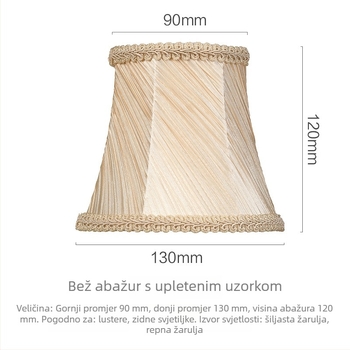 Teksturni abažur za kristalne lustere i zidnu svjetiljku, clip-on, DIY svjetiljka za svijeću, abažur za E14 šiljastu žarulju, europski stil