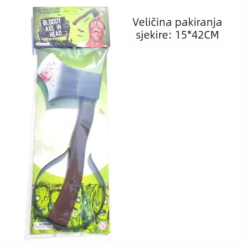 Halloween diadema s lažnim kuhinjskim nožem, pilom i sjekirom za makeup zombija