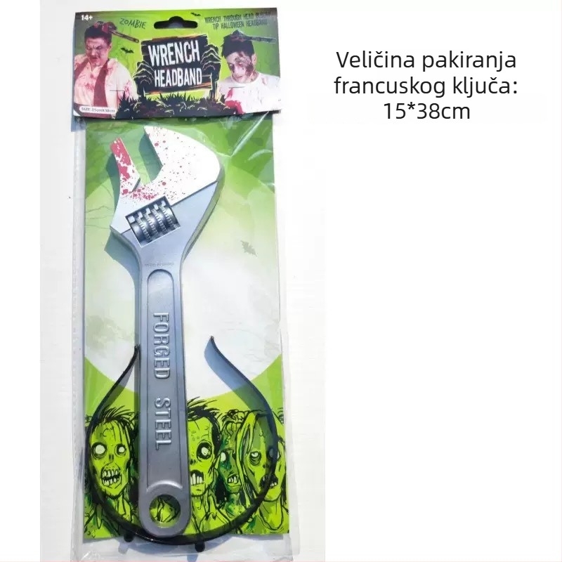 Halloween diadema s lažnim kuhinjskim nožem, pilom i sjekirom za makeup zombija