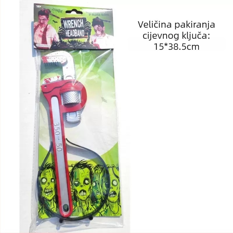 Halloween diadema s lažnim kuhinjskim nožem, pilom i sjekirom za makeup zombija