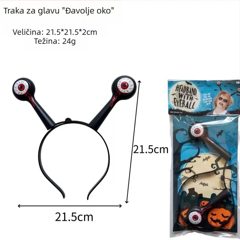Halloween diadema s lažnim kuhinjskim nožem, pilom i sjekirom za makeup zombija