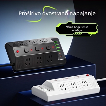Višestruka USB utičnica s 4 USB portova i 2 Type-C porta, stolni produžni kabel za dom i ured