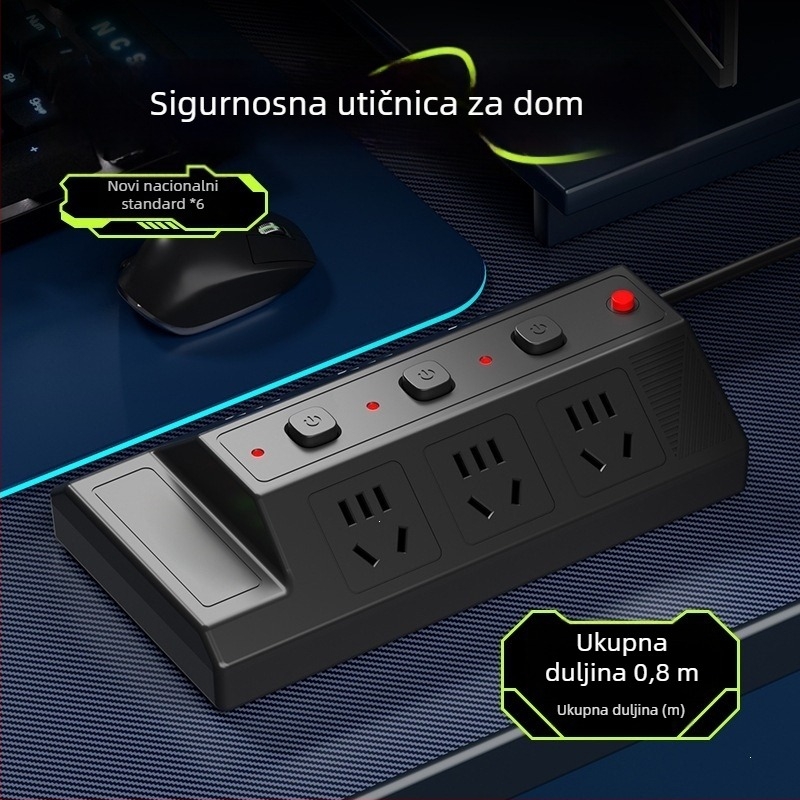 Višestruka USB utičnica s 4 USB portova i 2 Type-C porta, stolni produžni kabel za dom i ured