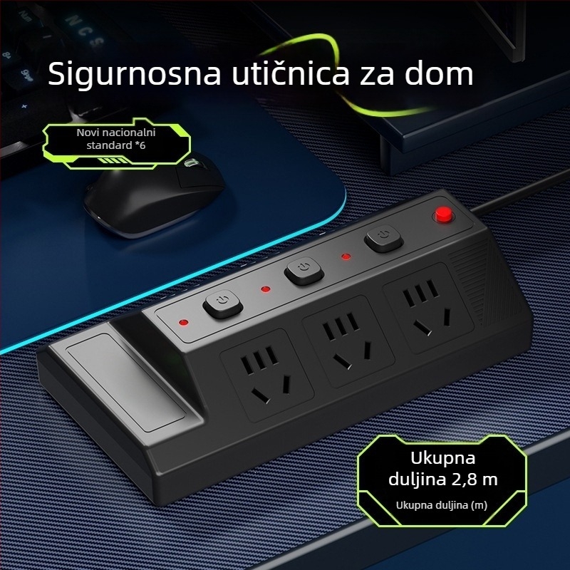 Višestruka USB utičnica s 4 USB portova i 2 Type-C porta, stolni produžni kabel za dom i ured