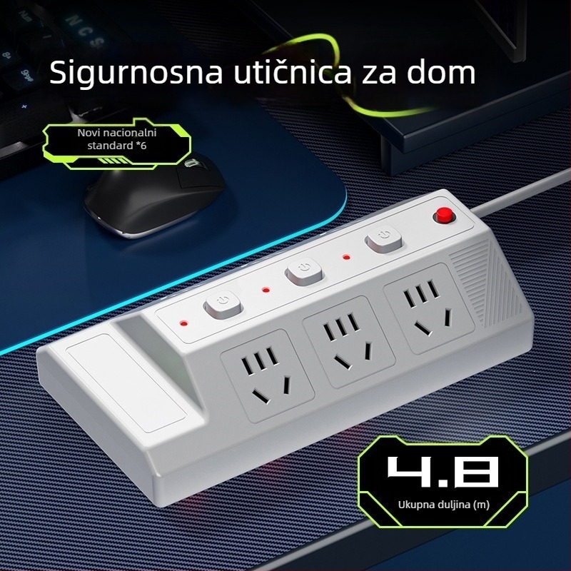 Višestruka USB utičnica s 4 USB portova i 2 Type-C porta, stolni produžni kabel za dom i ured
