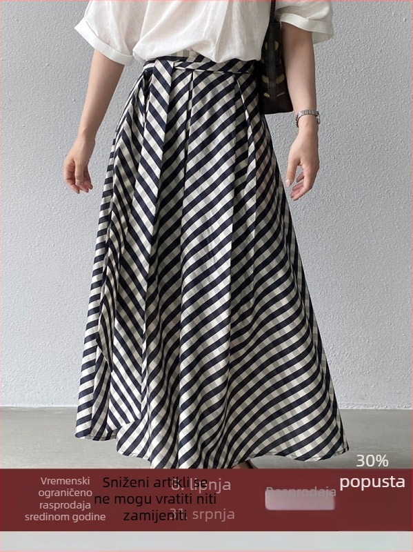 Jiangzuo A-linijska suknja s trakama, karirani uzorak, Tencel 6532