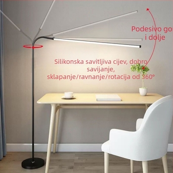 Stojeća LED lampa s punim spektrom za čitanje i zaštitu očiju, pogodna za dnevni boravak i spavaću sobu, visina 1,8 m, 10 LED dioda
