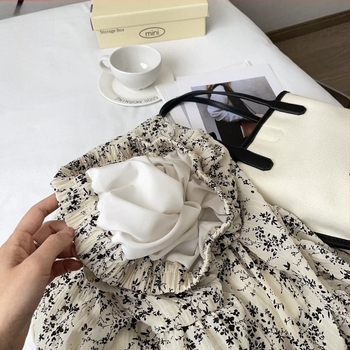 Ljetna floralna midi suknja visokog struka, A-linija, patchwork