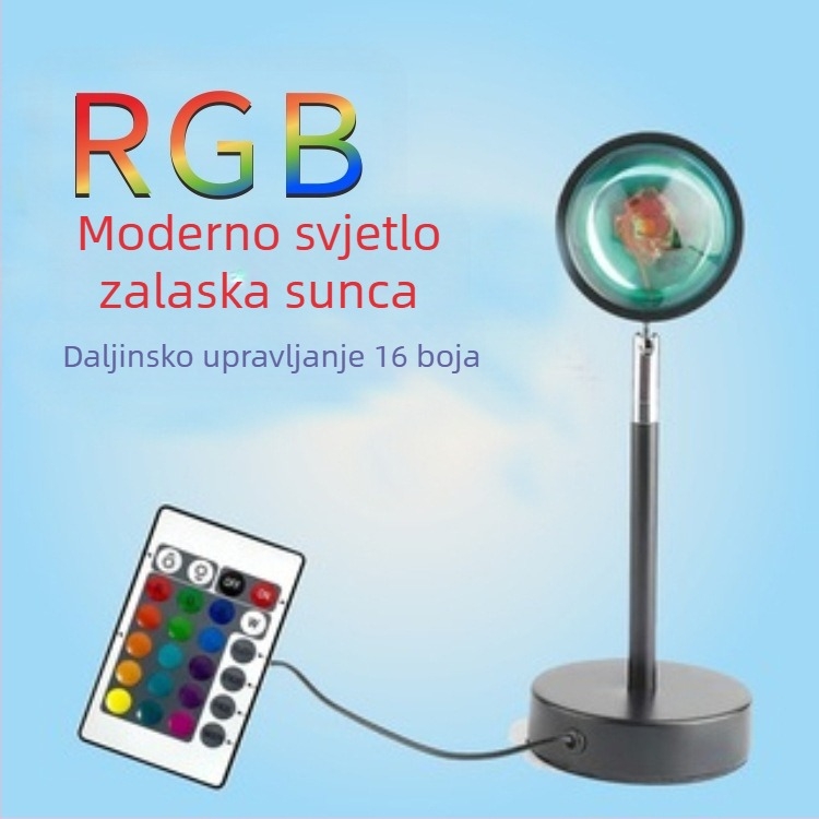 Podna lampa od aluminijskog legura s efektom zalaska sunca i duginim sjajem za dnevni boravak – rasvjeta za atmosferu