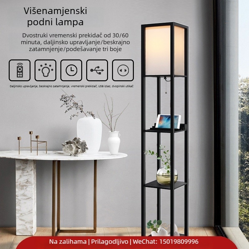 Moderna minimalistička podna lampa s integriranom policom za pohranu za dnevni boravak, radnu sobu i spavaću sobu