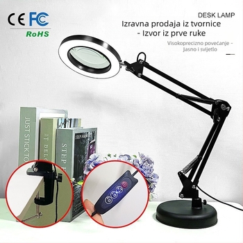 LED lampica s povećalom za popravke – stolna svjetiljka s klipom, zaštita očiju, USB napajanje