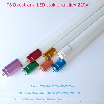 T8 LED staklena cijev za rasvjetu, duljine 1,2 m, 18 W, dvostruko priključivanje, ušteda energije