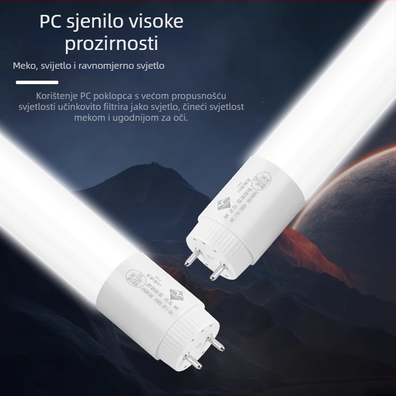 T8 staklena LED cijev, duljina 1,2 m, 50 W, 1600 lm, energetska ušteda, visoka svjetlina, komplet