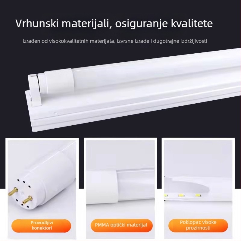 T8 staklena LED cijev, duljina 1,2 m, 50 W, 1600 lm, energetska ušteda, visoka svjetlina, komplet