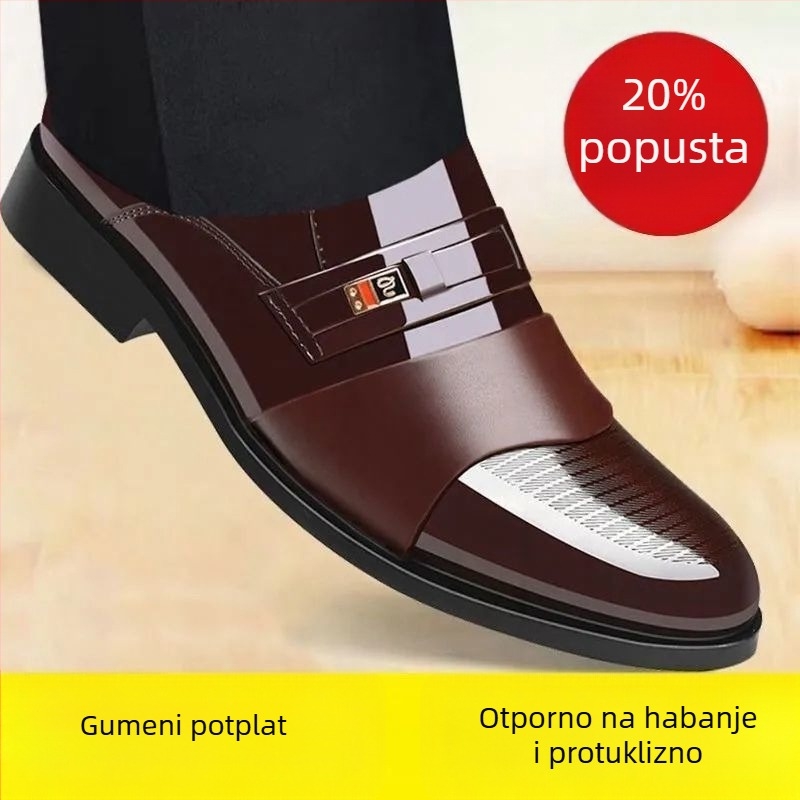 Muške cipele od 100% prave kože, dvostruki gornji dio, debela potplata, okrugli vrh.