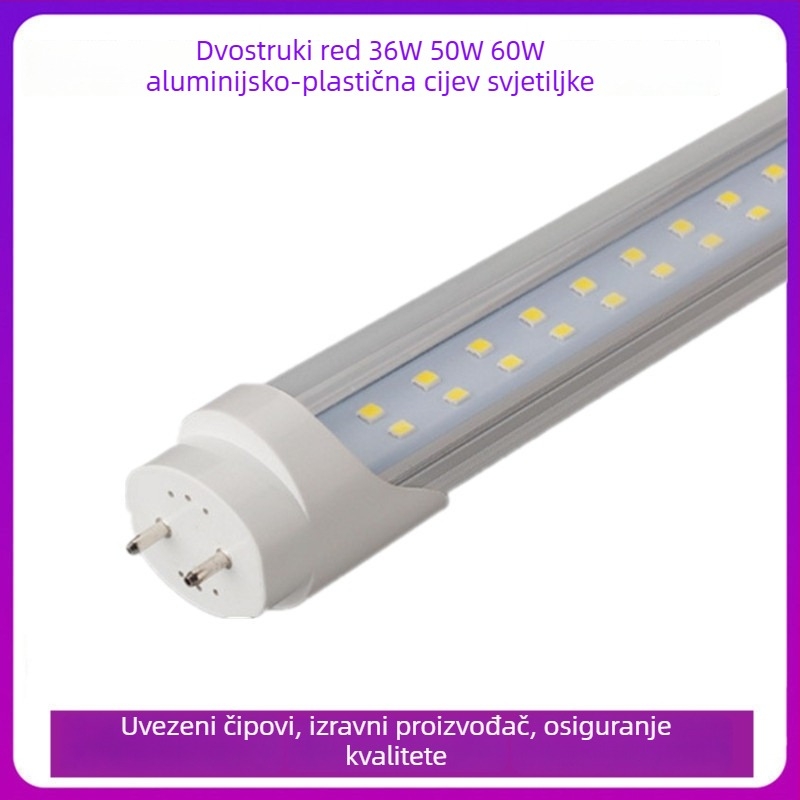 Dvojni red LED T8 svjetiljka, 36W, integrirana 50W visoke svjetline, inženjersko svjetlo, 110-220V