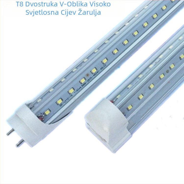 LED dvostruko redni T8 V-oblika cijev za reklamne kutije, 36W, 85-265V, duljina 1.2 m, aluminijsko kućište, 180° snop svjetla