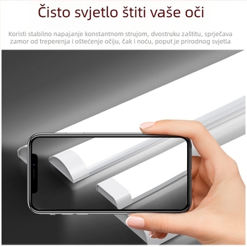 LED svjetlo s trostranom zaštitom i pročišćavanjem, 60/80 W dnevna svjetlost, nosač, ultrajasan kvadratni LED trak 1,2 m za ured