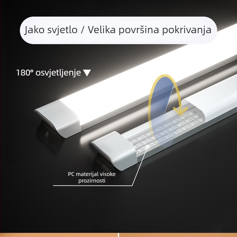LED svjetlo s trostranom zaštitom i pročišćavanjem, 60/80 W dnevna svjetlost, nosač, ultrajasan kvadratni LED trak 1,2 m za ured