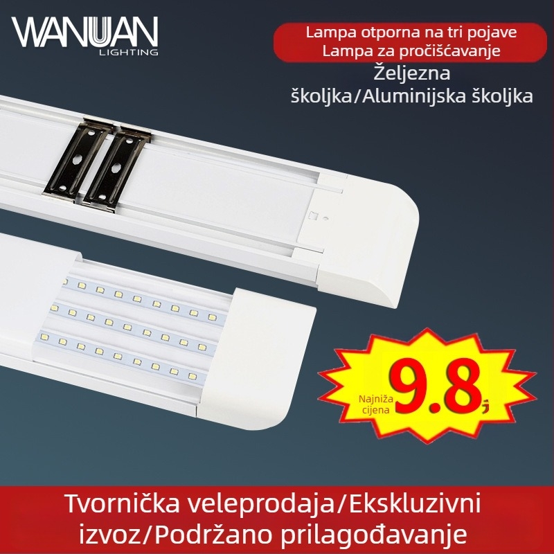 LED lampa s tri zaštite, duga LED traka za supermarkete i trgovačke centre, integrirani prašnjom otporan nosač, aluminijsko kućište