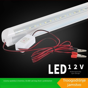 12V LED T8 integrirana cijev s kopčom, aluminijsko kućište, mliječno-bijela prozirna lampica za nužne uvjete