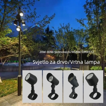RGBW vrtni LED flood na stupu za drveće