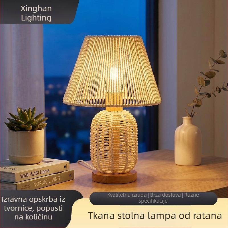 Podna lampa od ratana s pletenom kuglom – rustikalna prirodna rasvjeta za dnevni boravak, wabi-sabi stil