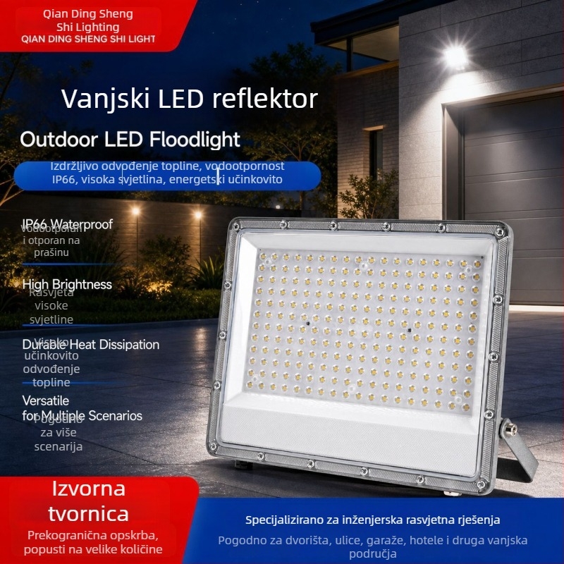 Guohan LED linearni vodootporni floodlight za vanjsku upotrebu, 100W, 1800 lm, aluminijsko kućište, IP66, 120° snop, 3000K/4000K/6500K