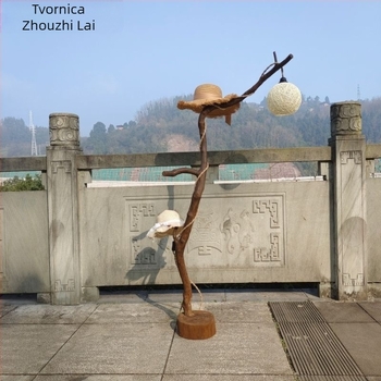 Wabi-Sabi retro podna lampa s prirodnim granama, za spavaću sobu i čajnu sobu, dekorativno svjetlo s zen atmosferom, kineski stil