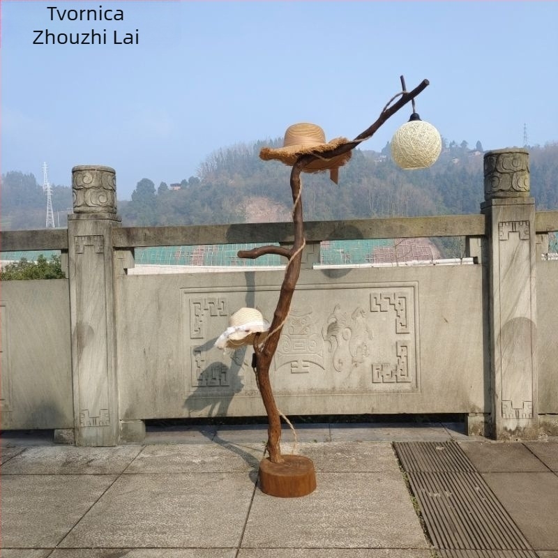 Wabi-Sabi retro podna lampa s prirodnim granama, za spavaću sobu i čajnu sobu, dekorativno svjetlo s zen atmosferom, kineski stil