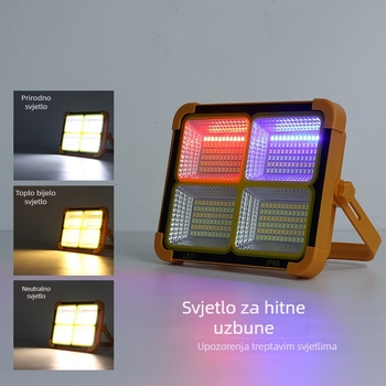 Solarni LED reflektor za vanjsku upotrebu, nužne situacije, kampiranje i kućnu upotrebu, IP66, ultra-jako svjetlo