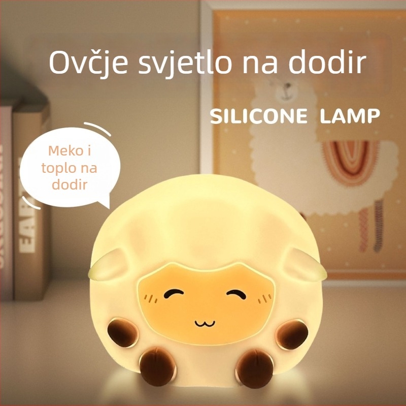 Lampa s crtić ovčicom za dječju sobu, noćna rasvjeta, stolna svjetiljka na dodir, poklon