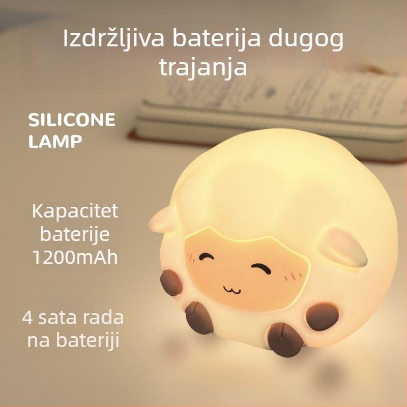 Lampa s crtić ovčicom za dječju sobu, noćna rasvjeta, stolna svjetiljka na dodir, poklon