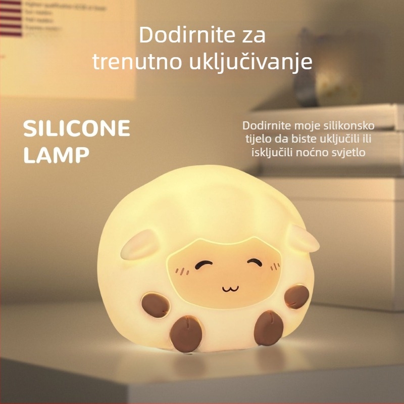 Lampa s crtić ovčicom za dječju sobu, noćna rasvjeta, stolna svjetiljka na dodir, poklon