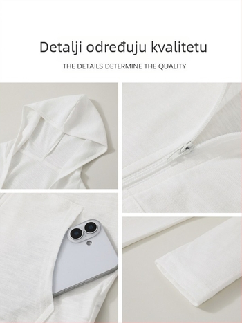 Bijela ženska lagana jakna s UV zaštitom, vanjski sloj u stilu kardigana za rano proljeće