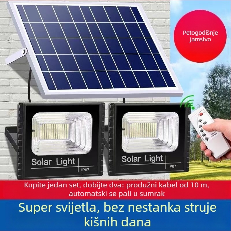 Solarni vanjski LED reflektor IP67, vodootporan za vrt i dvorište, visoke snage LED rasvjeta