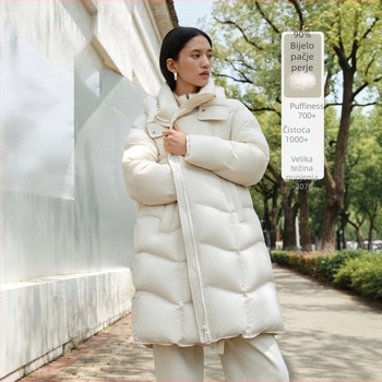 Ženski minimalistični puffer jakna, veličina 26, zimski novi model, duga silueta, topla