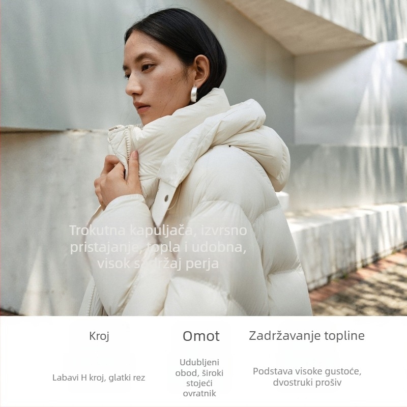 Ženski minimalistični puffer jakna, veličina 26, zimski novi model, duga silueta, topla