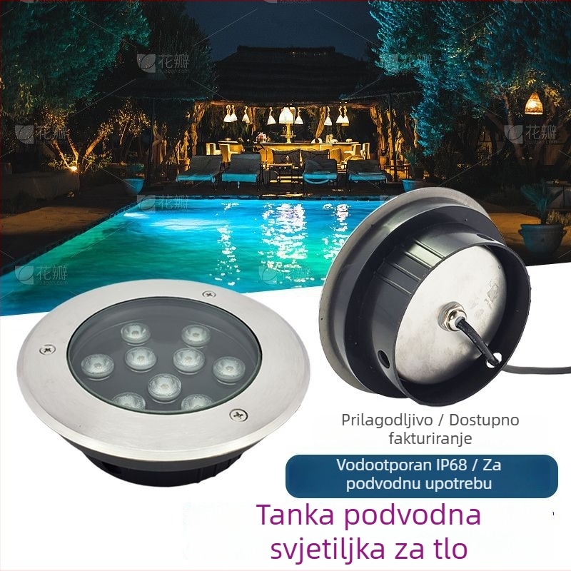 LED ultra-tanka vanjska podvodna ugradna svjetiljka, IP68, reflektor za zid bazena i vodene krajolike