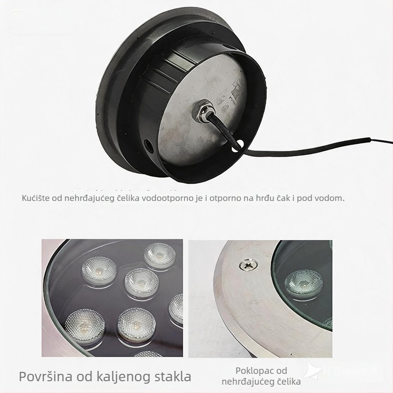 LED ultra-tanka vanjska podvodna ugradna svjetiljka, IP68, reflektor za zid bazena i vodene krajolike