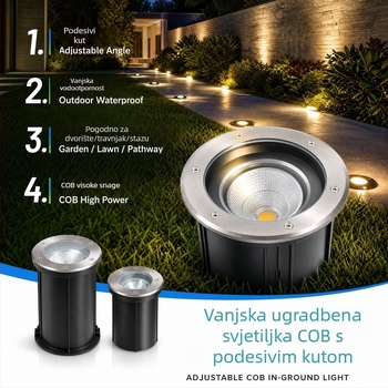 LED podzemno svjetlo s podesivim kutem za travu i biljke, vodootporno vanjsko ugrađeno svjetlo, kvadratni oblik, 3000K topla bijela, IP65