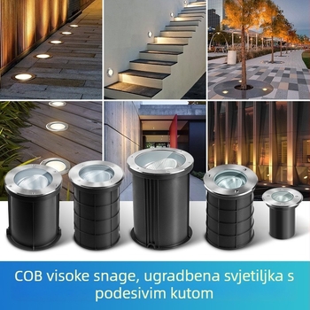 LED podzemno svjetlo s podesivim kutem za travu i biljke, vodootporno vanjsko ugrađeno svjetlo, kvadratni oblik, 3000K topla bijela, IP65