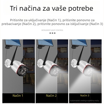 Solarna vanjska kamera za nadzor s infracrvenim svjetlomom, IP65 vodootpornost, senzor pokreta, vrtna svjetiljka