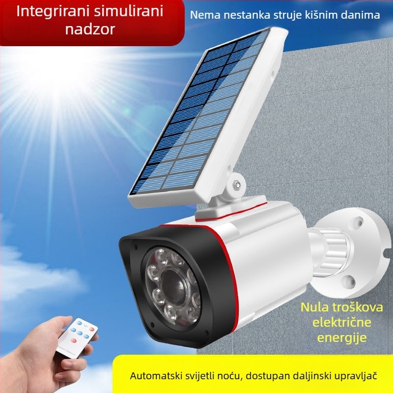 Solarna vanjska kamera za nadzor s infracrvenim svjetlomom, IP65 vodootpornost, senzor pokreta, vrtna svjetiljka