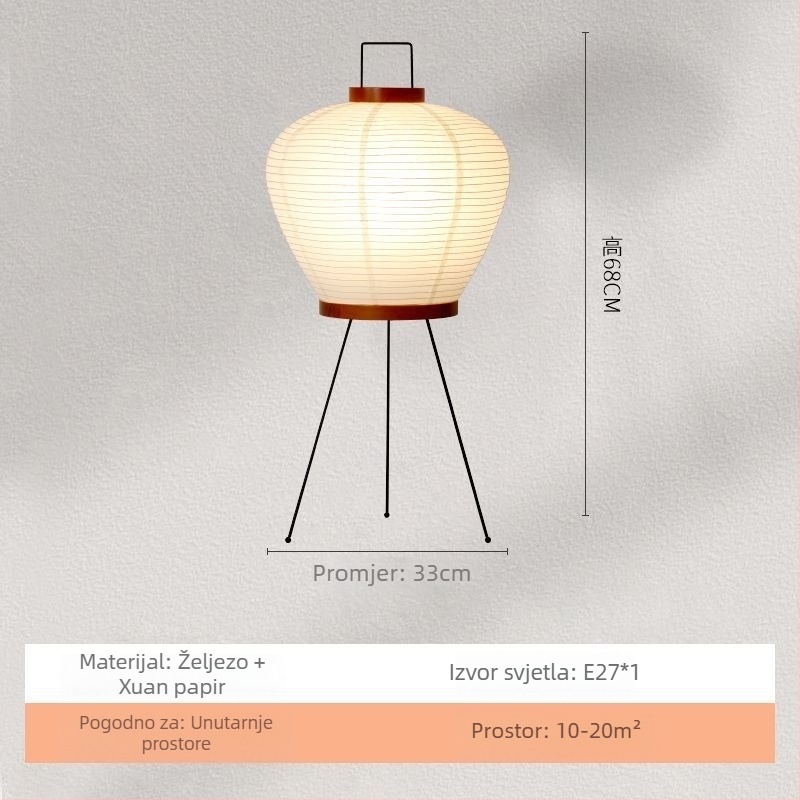 Podna lampa u japanskom stilu sa sjenilom od xuan papira, lampica od rižinog papira za spavaću sobu, dizajn Wabi-Sabi