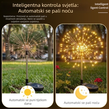 Solarne svjetiljke u obliku vatrometa, vodootporne za vanjsku upotrebu, svjetla u tlu s čepom za vrt, travu i balkon dekor