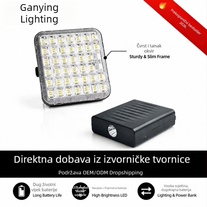 Modularni solarni reflektor s LED svjetlom za nuždu, odvojiva power banka, vanjska kamping lampa