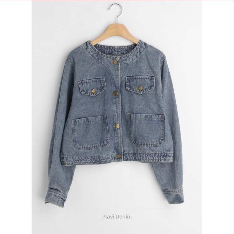 Ženska cropped traper jakna u korejskom stilu – jesen, casual, svestran stil